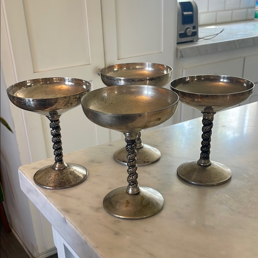 Set of Four Silver Plated Goblets BEYCA Made in Spain